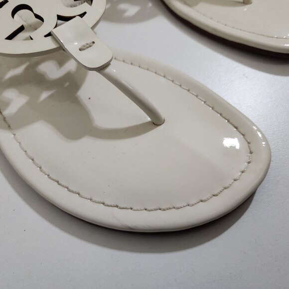 Tory Burch Miller Patent Soft Leather Sandals in Cream Women's Size 9.5 - Picture 4 of 12